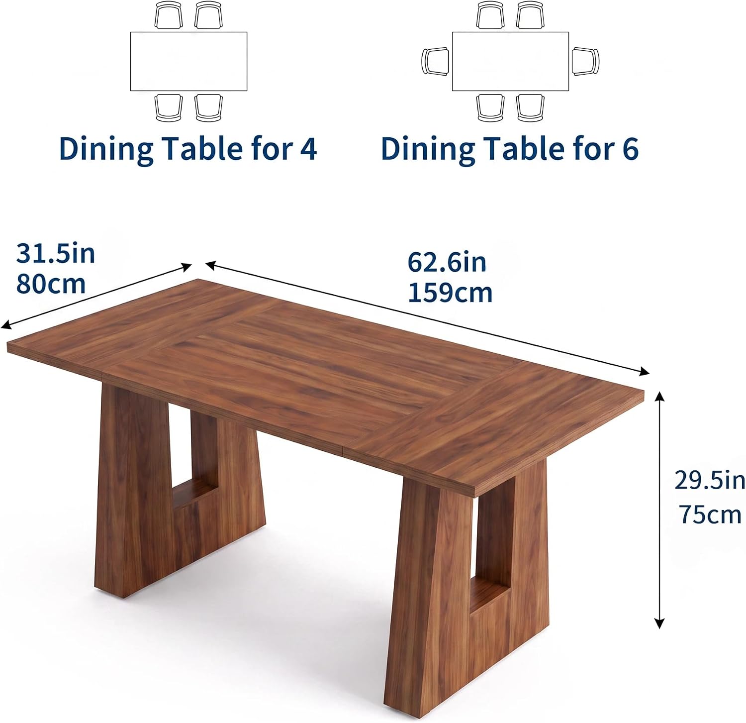 Dining Table for 4-6 People, Modern Kitchen Table