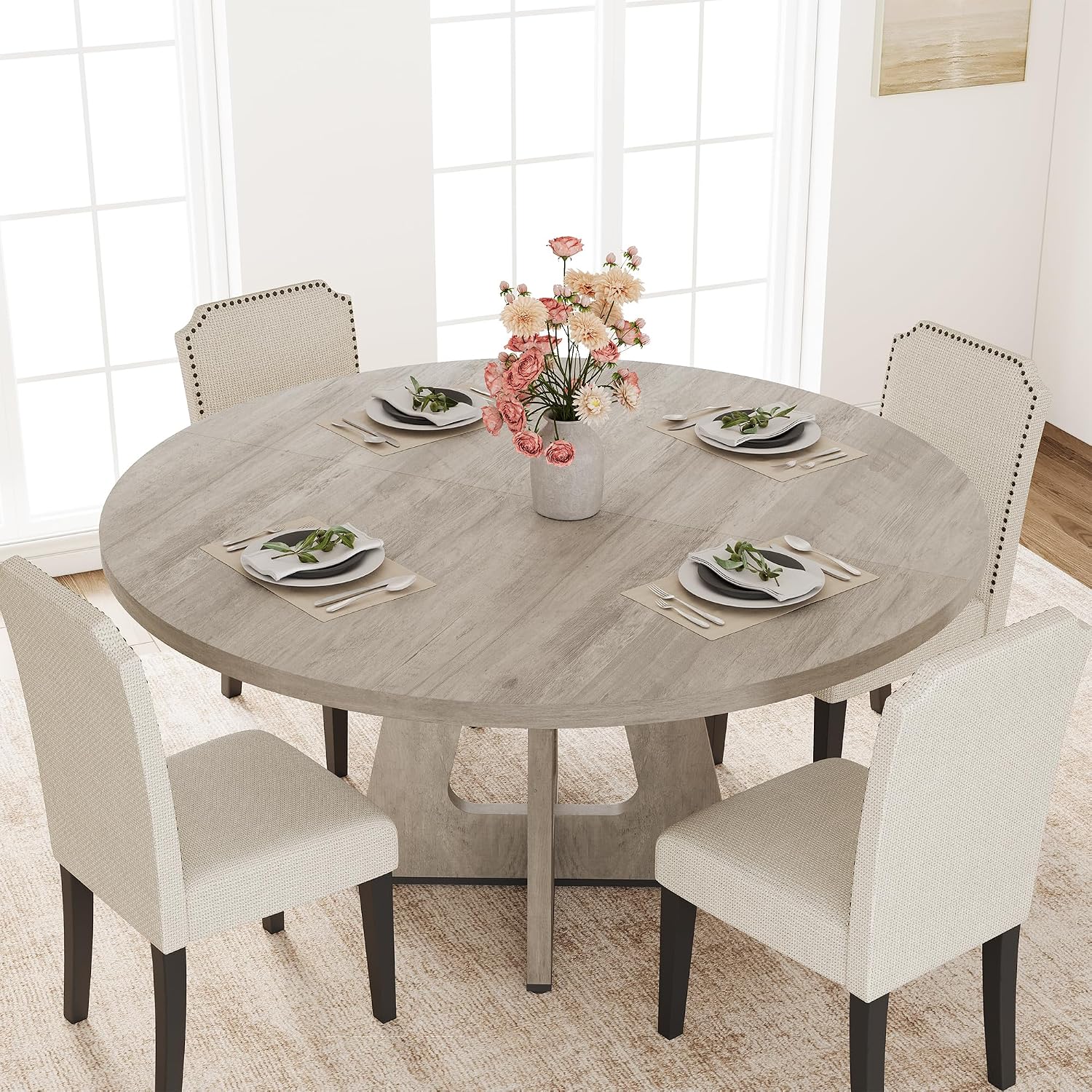 Extendable Round Dining Table for 4-8 (Table Only)