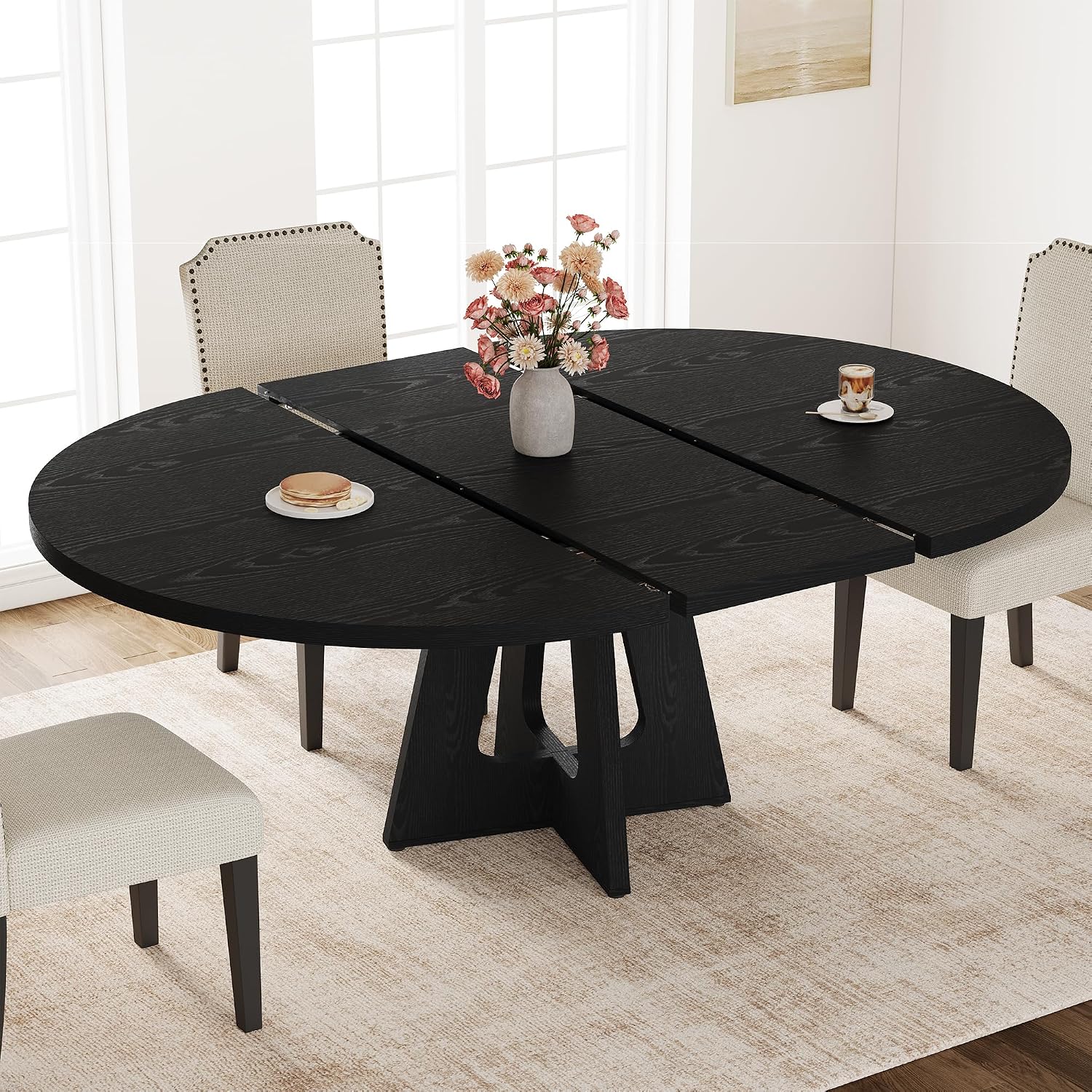 Extendable Round Dining Table for 4-8 (Table Only)