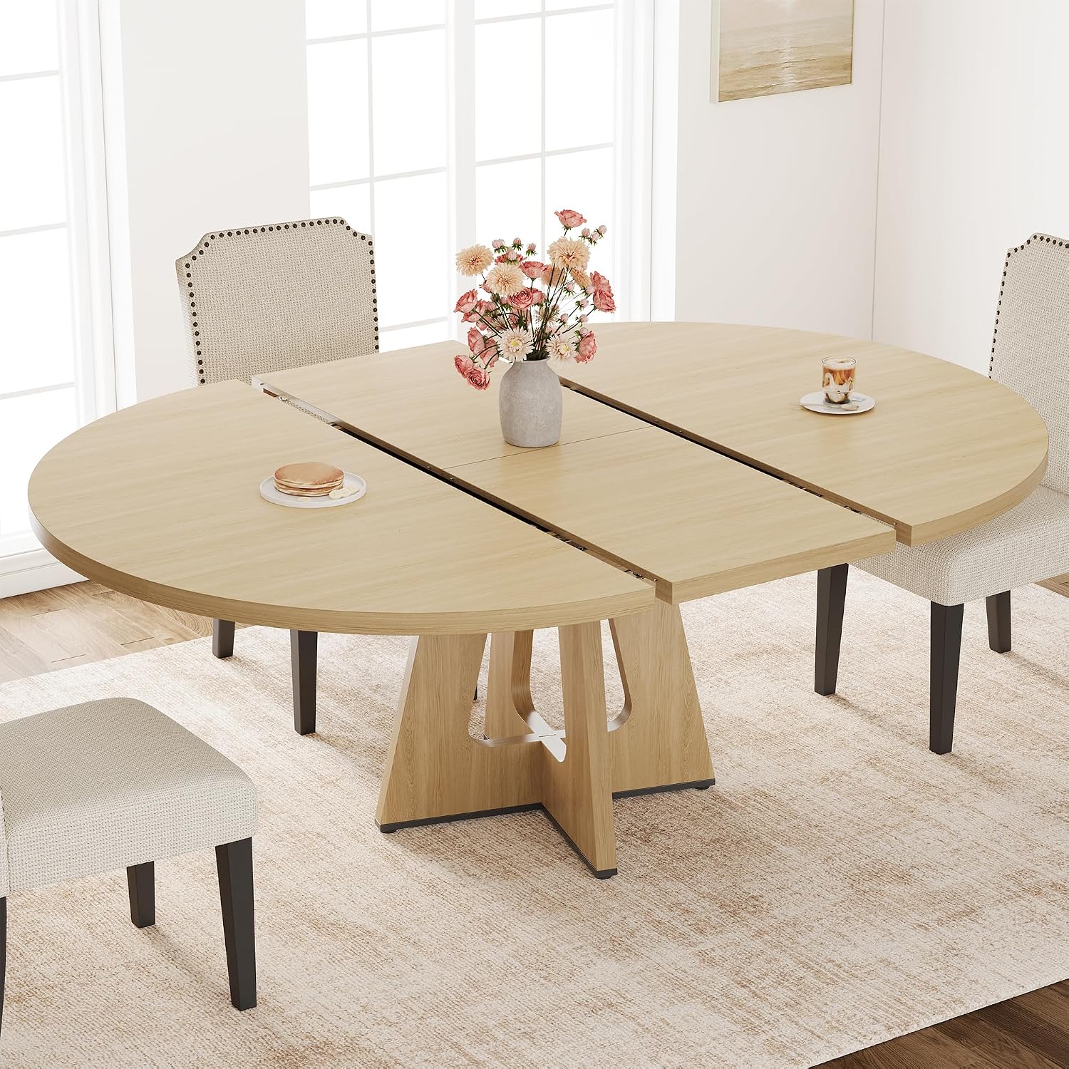 Extendable Round Dining Table for 4-8 (Table Only)