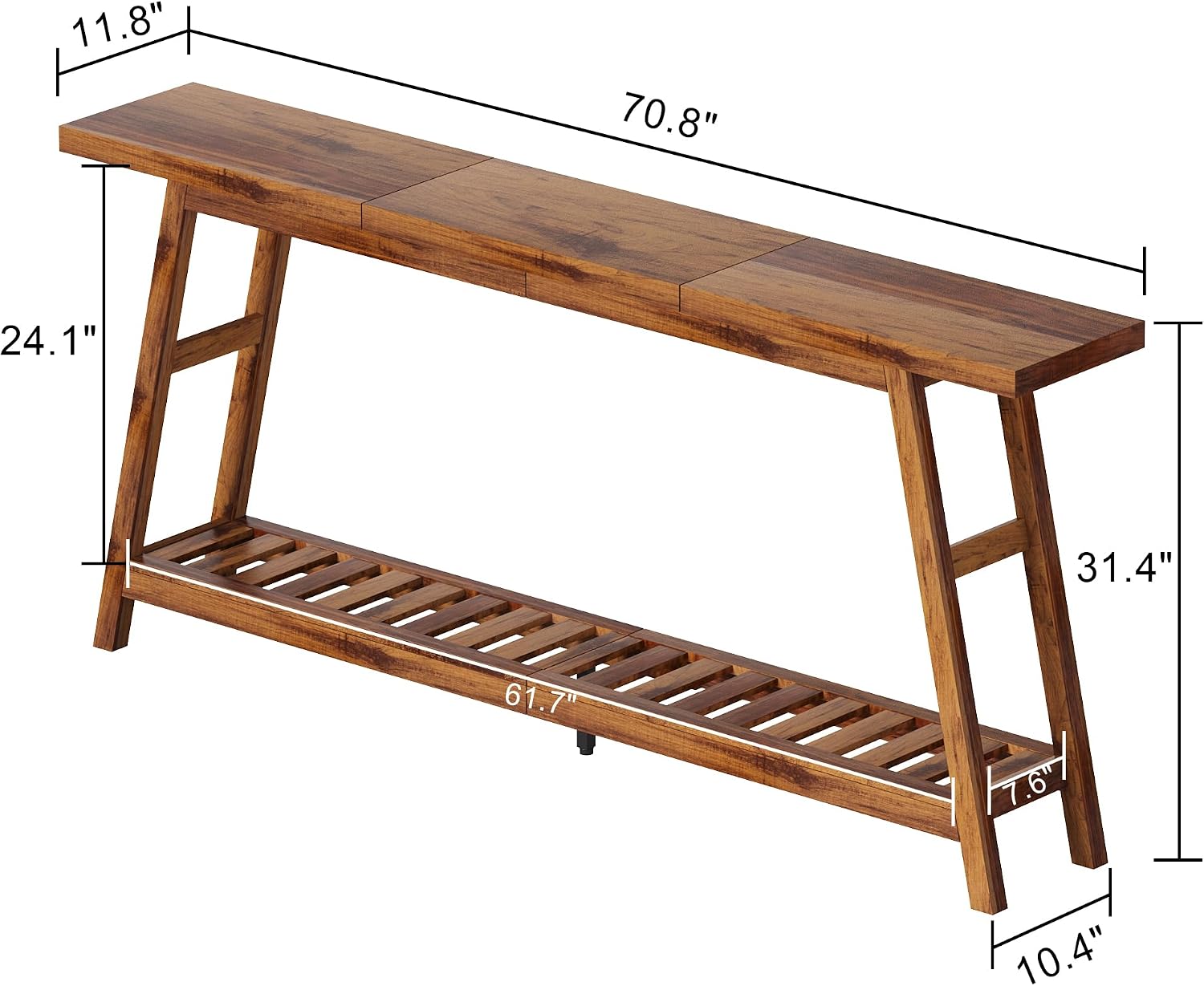 70.9 Inch Long Console Tables for Entryway, Hallway Table, 2-Tier