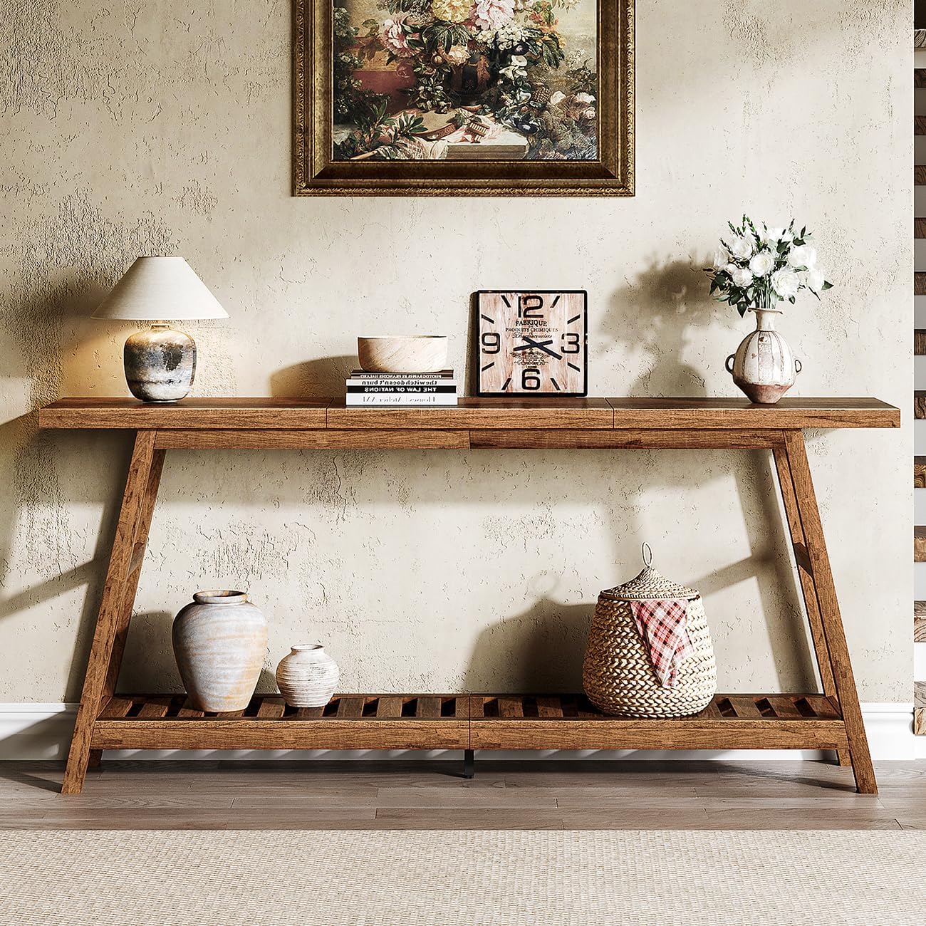 70.9 Inch Long Console Tables for Entryway, Hallway Table, 2-Tier