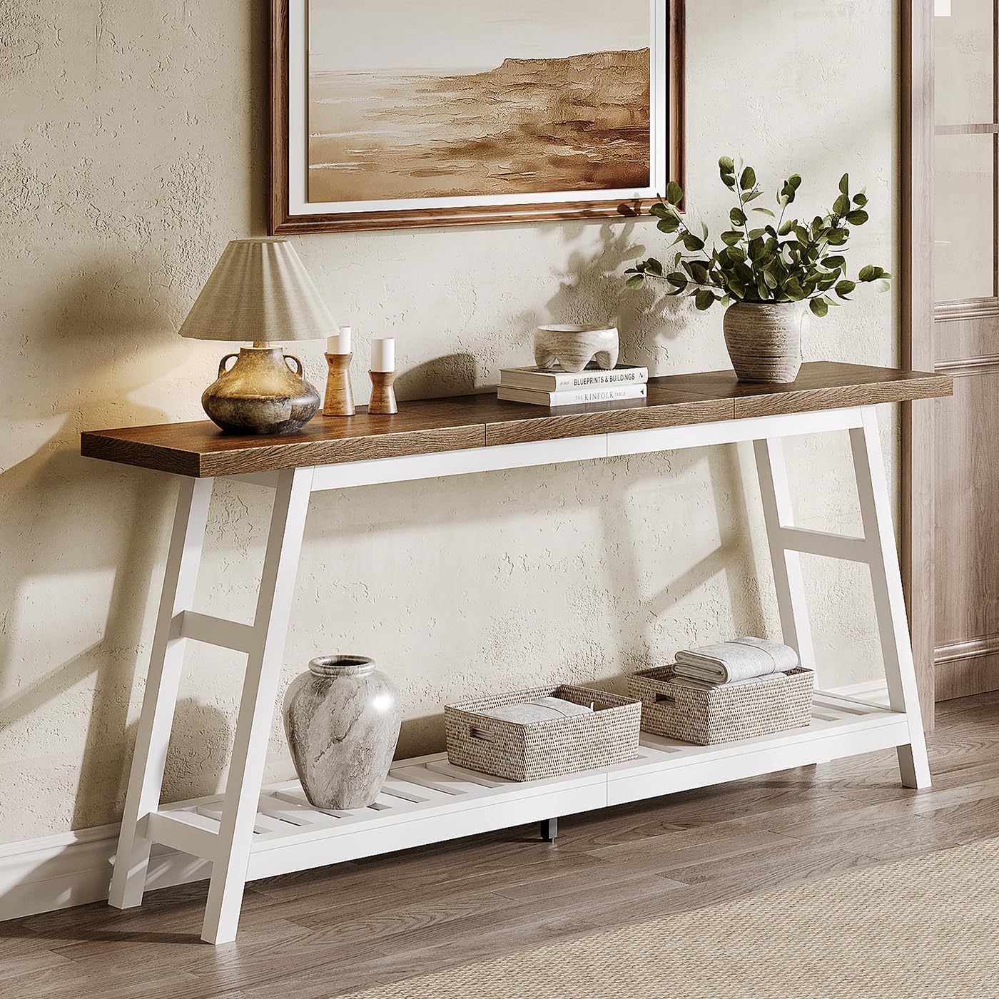 70.9 Inch Long Console Tables for Entryway, Hallway Table, 2-Tier
