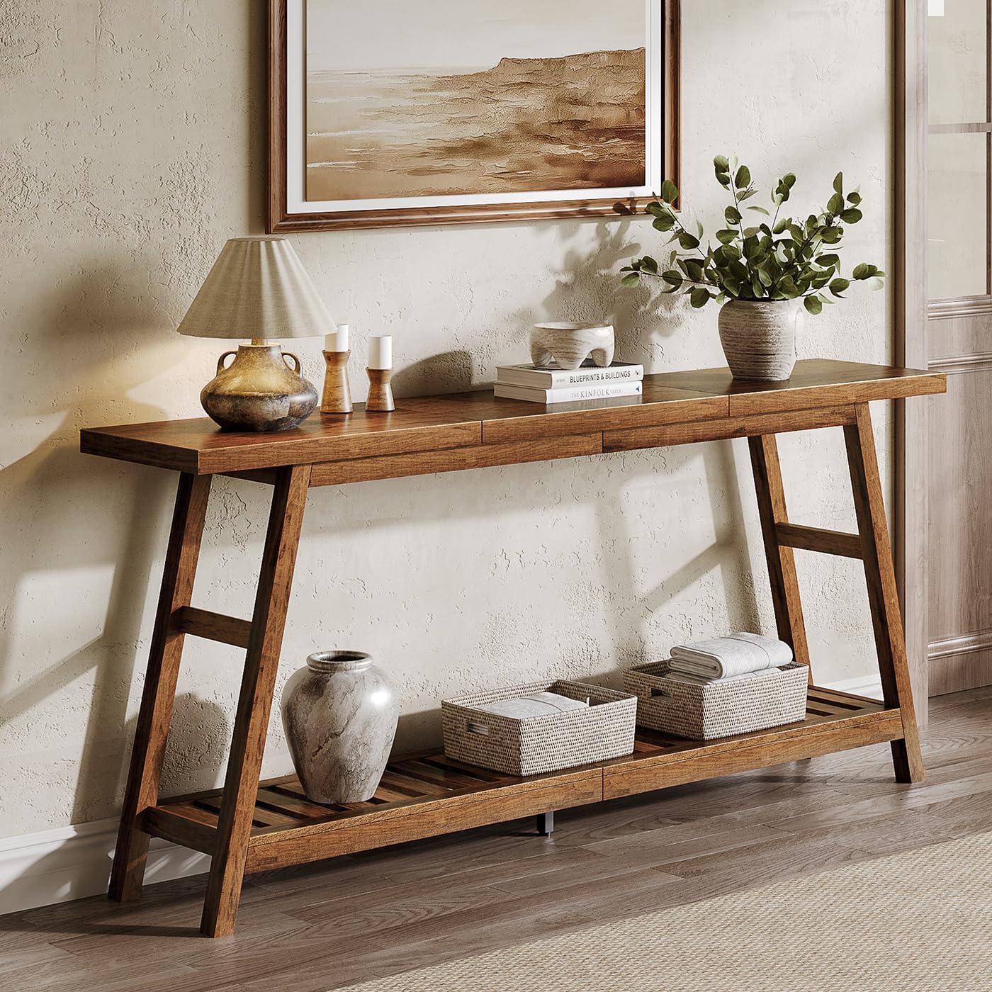 70.9 Inch Long Console Tables for Entryway, Hallway Table, 2-Tier