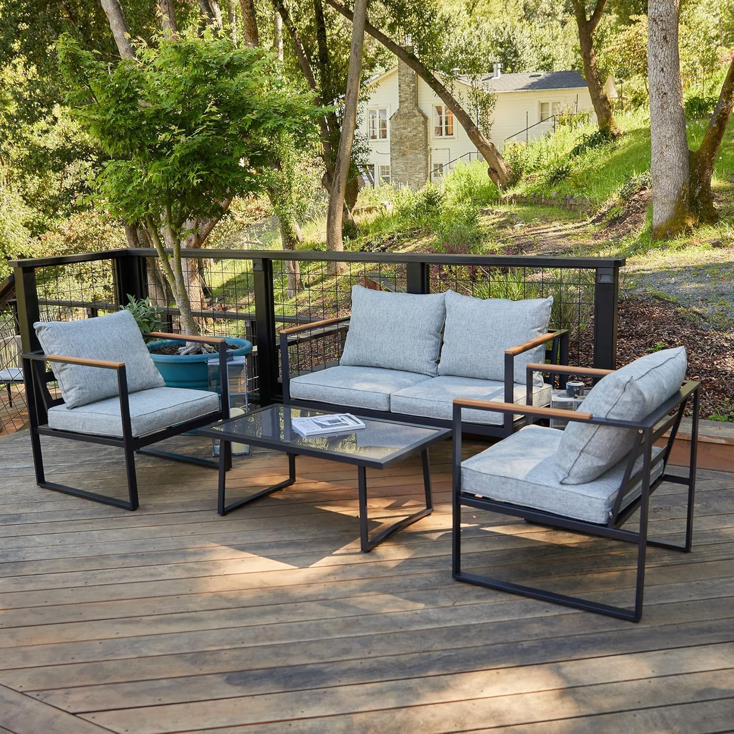 4-Piece Outdoor Patio Set with Sofa