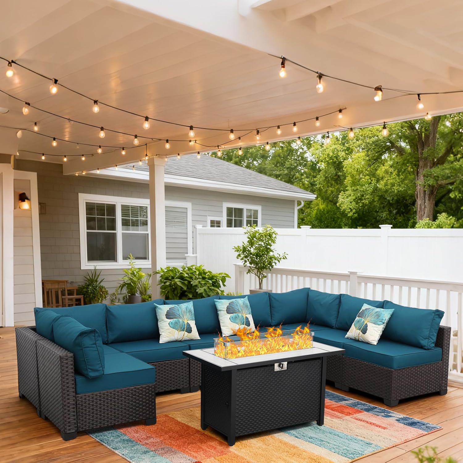 9 Pieces Wicker Patio Furniture Set