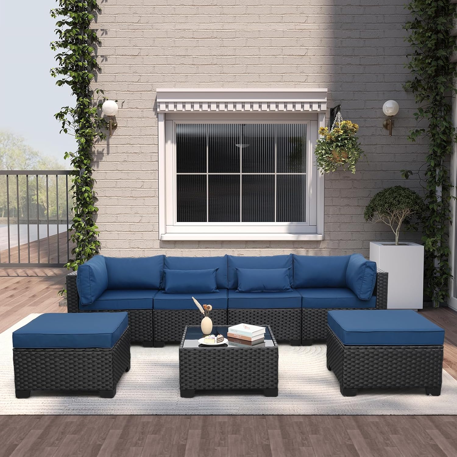 7 Pieces Outdoor PE Wicker Furniture Set