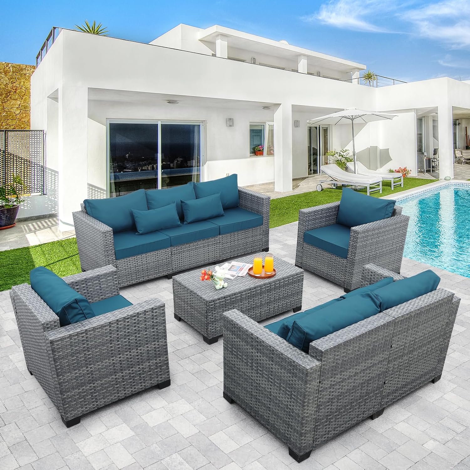5 Piece Wicker Patio Furniture Sets Outdoor Conversation Set