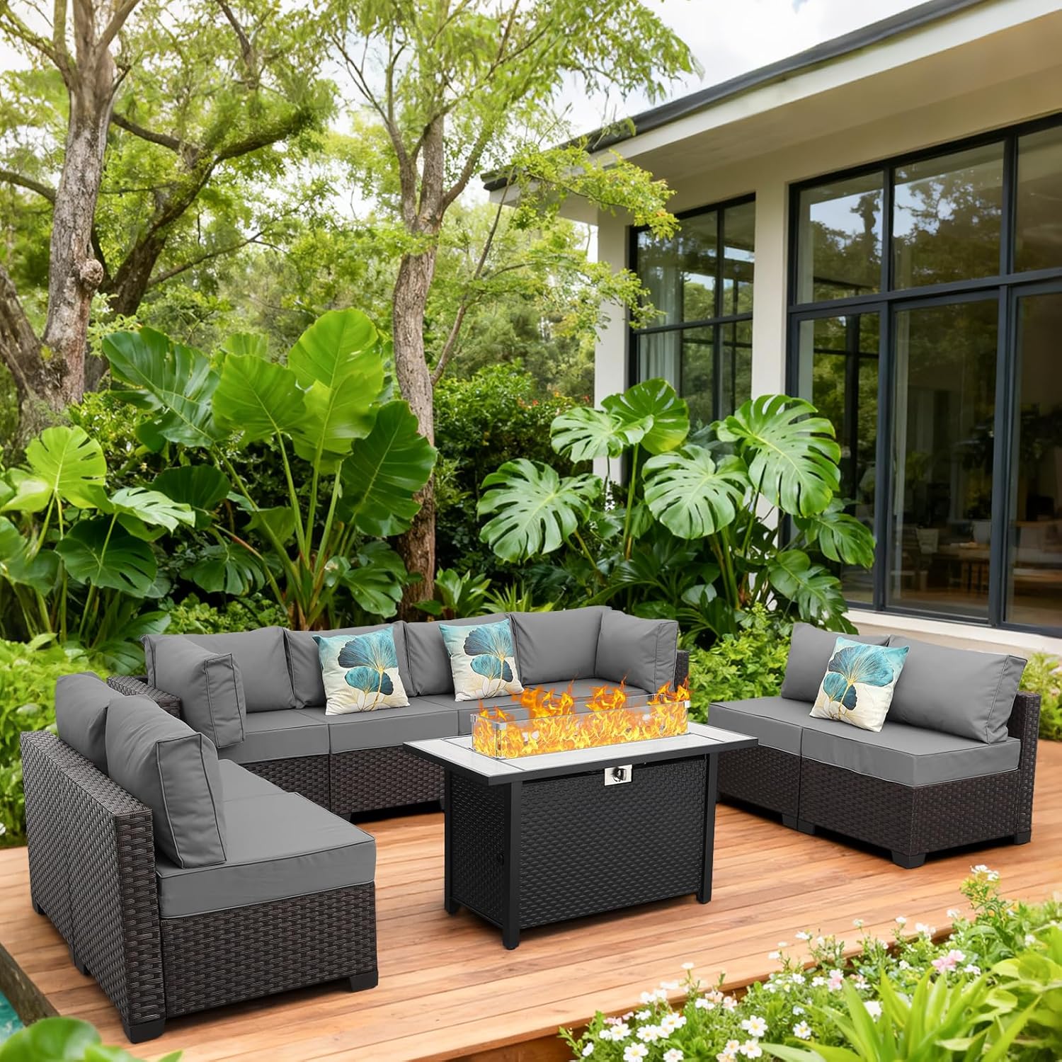 9 Pieces Wicker Patio Furniture Set