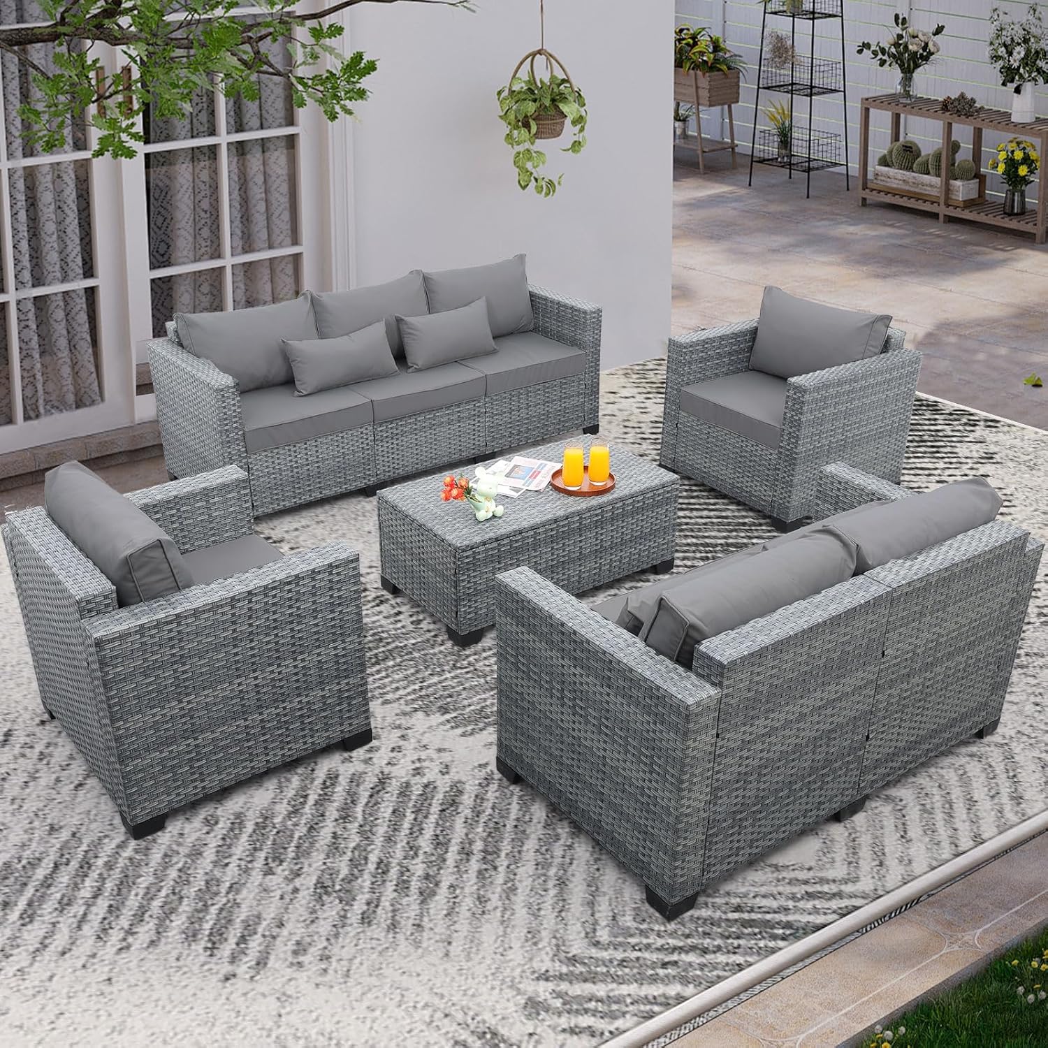 5 Piece Wicker Patio Furniture Sets Outdoor Conversation Set