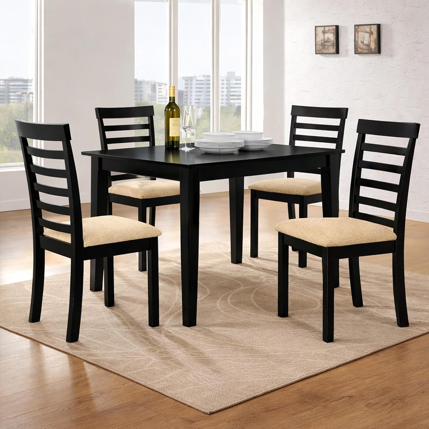 Traditional 5-Piece 43.3 Inch Rectangular Dining Set