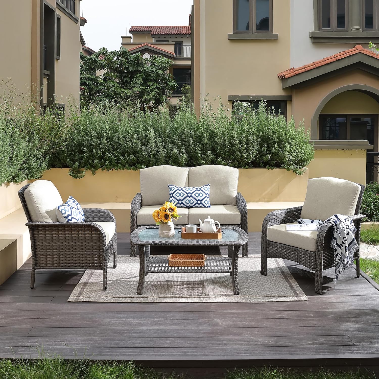 4-Piece Wicker Patio Furniture Set