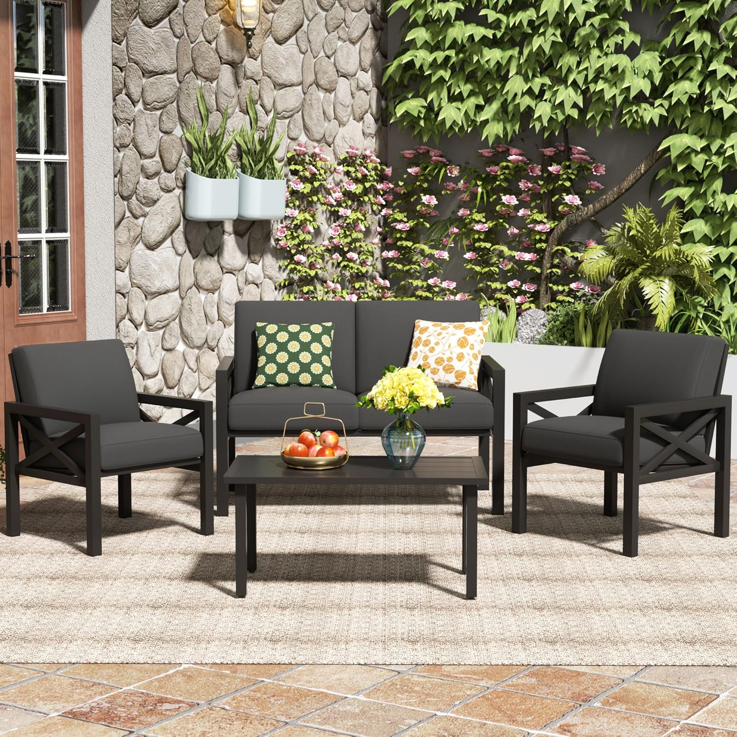 Outdoor Patio Furniture 4 Pieces Set