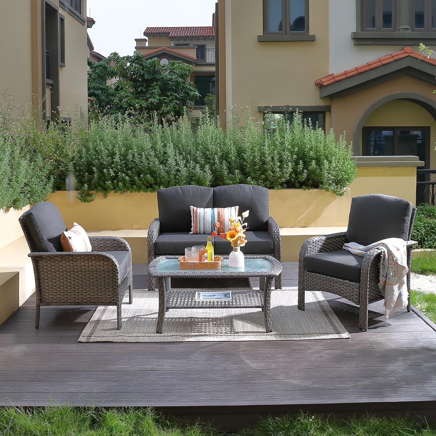 4-Piece Wicker Patio Furniture Set