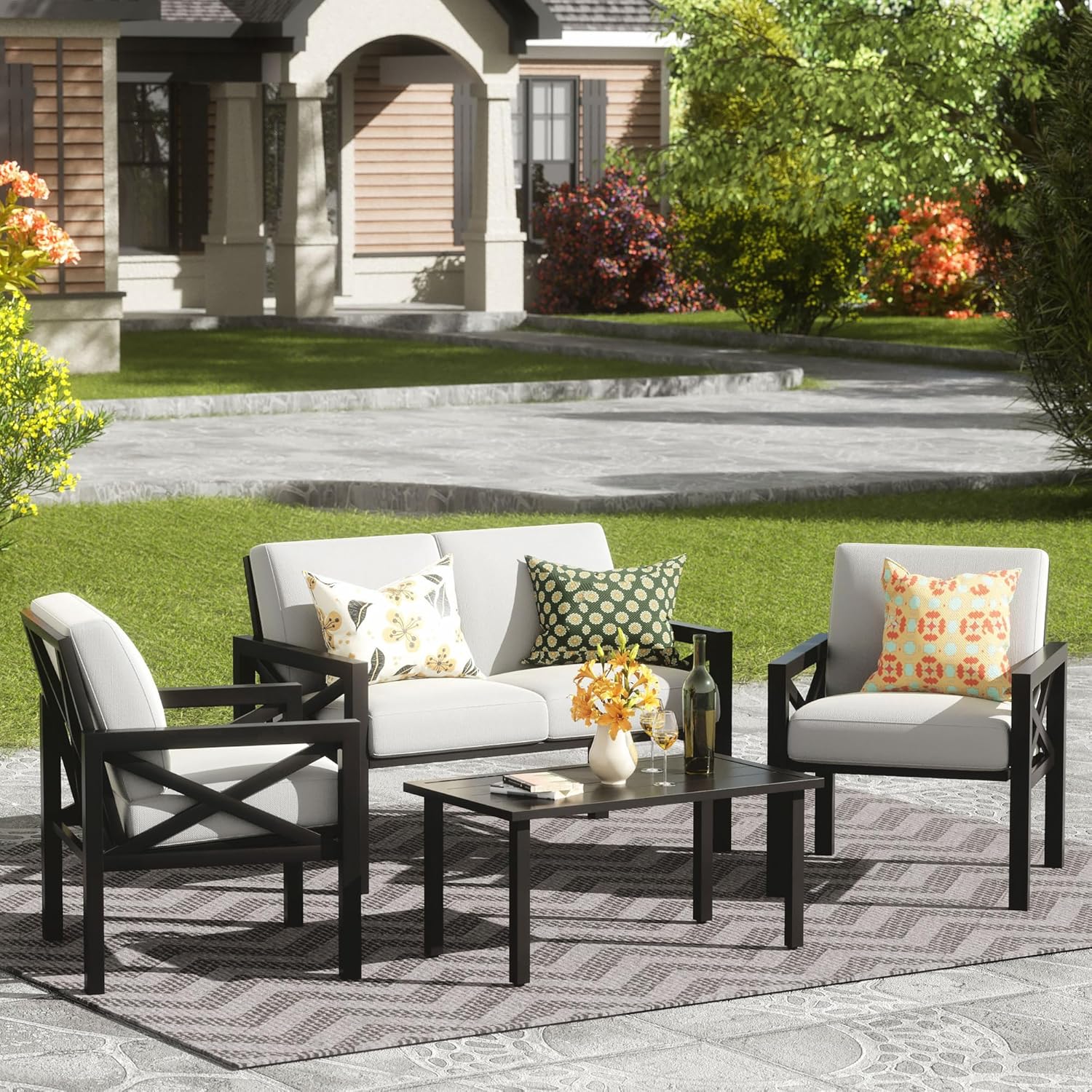 Outdoor Patio Furniture 4 Pieces Set