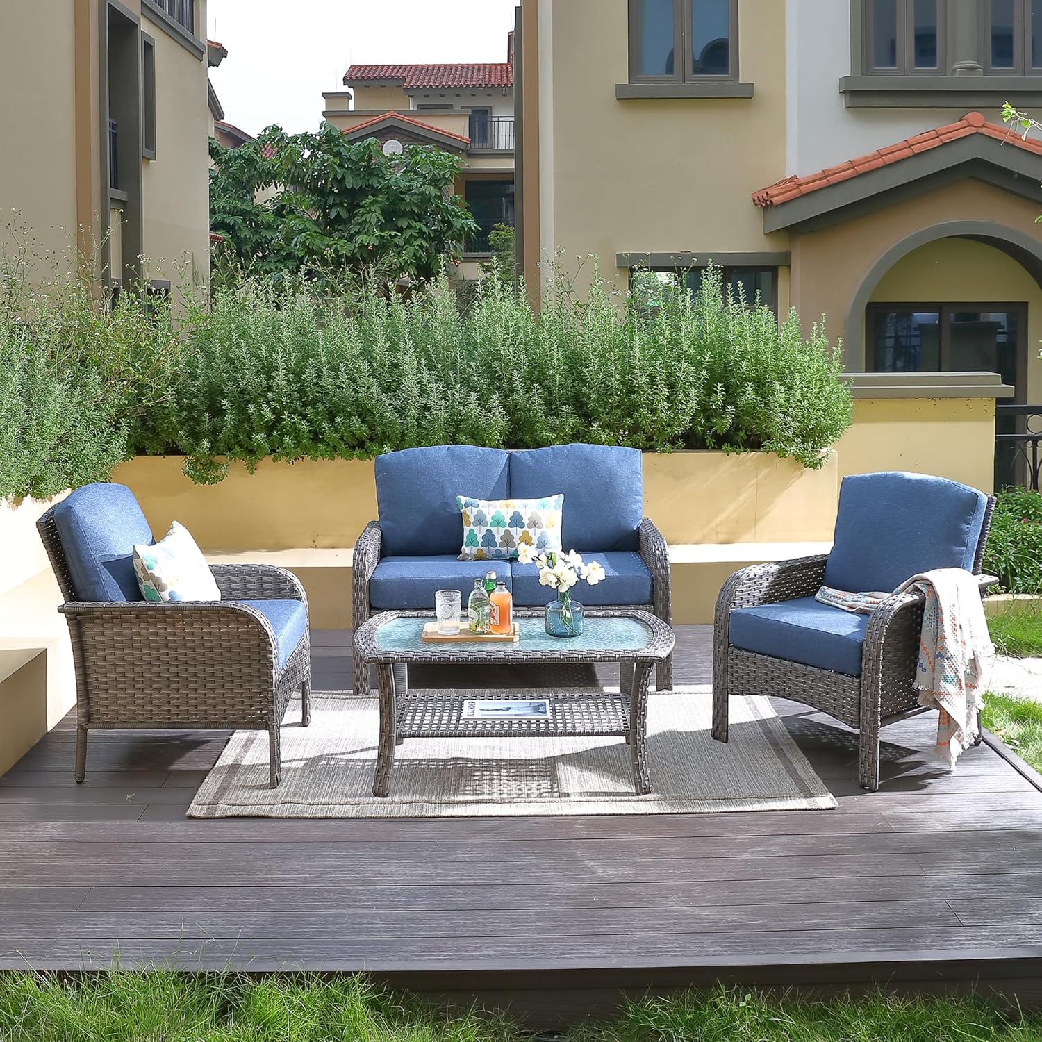 4-Piece Wicker Patio Furniture Set