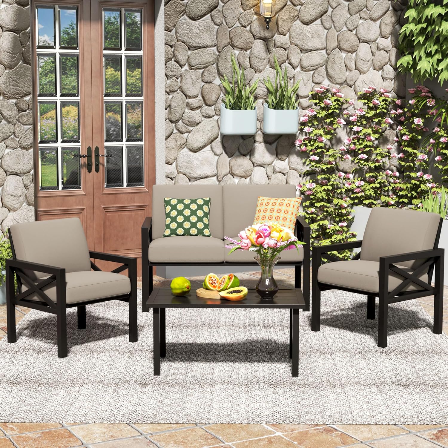 Outdoor Patio Furniture 4 Pieces Set