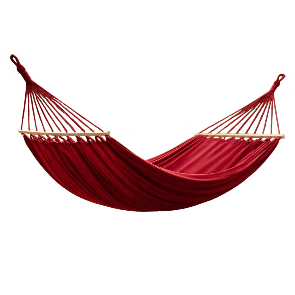 Hamac en tissu rouge avec barres de soutien-homelyroomzone