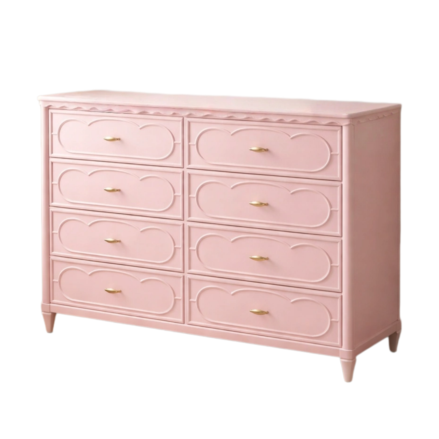Commode en bois MDF rose avec 8 tiroirs-Decor Charm Home