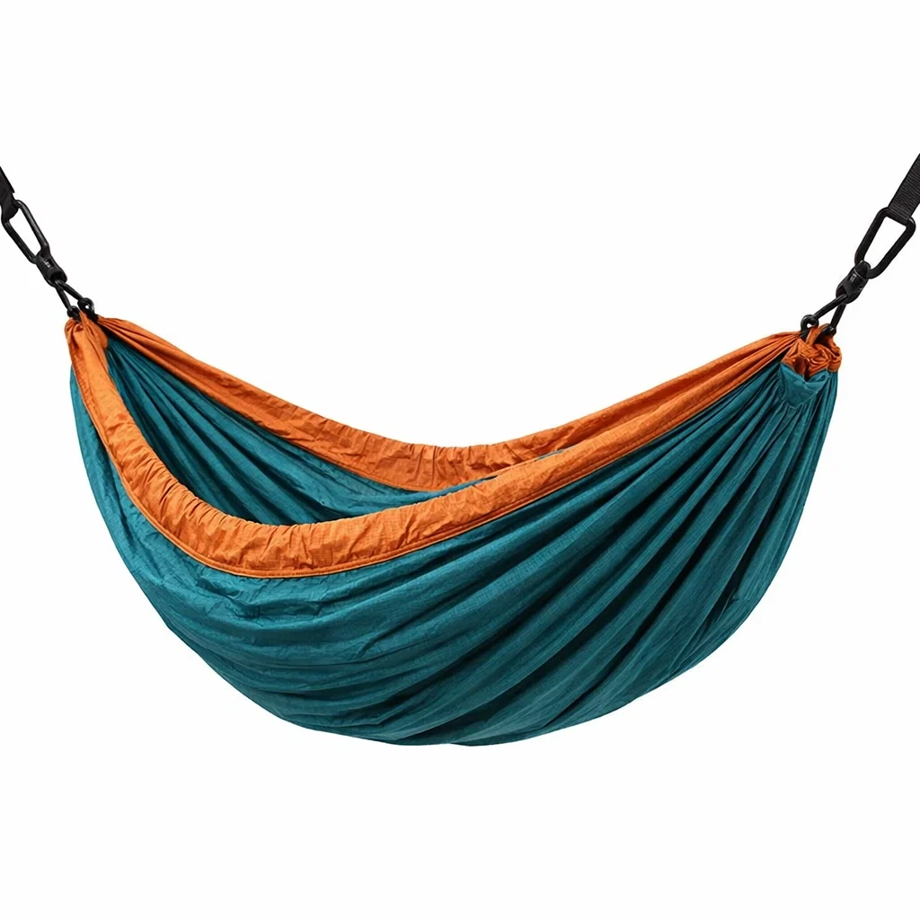 Hamac d'extérieur en nylon orange et bleu-homestyleo