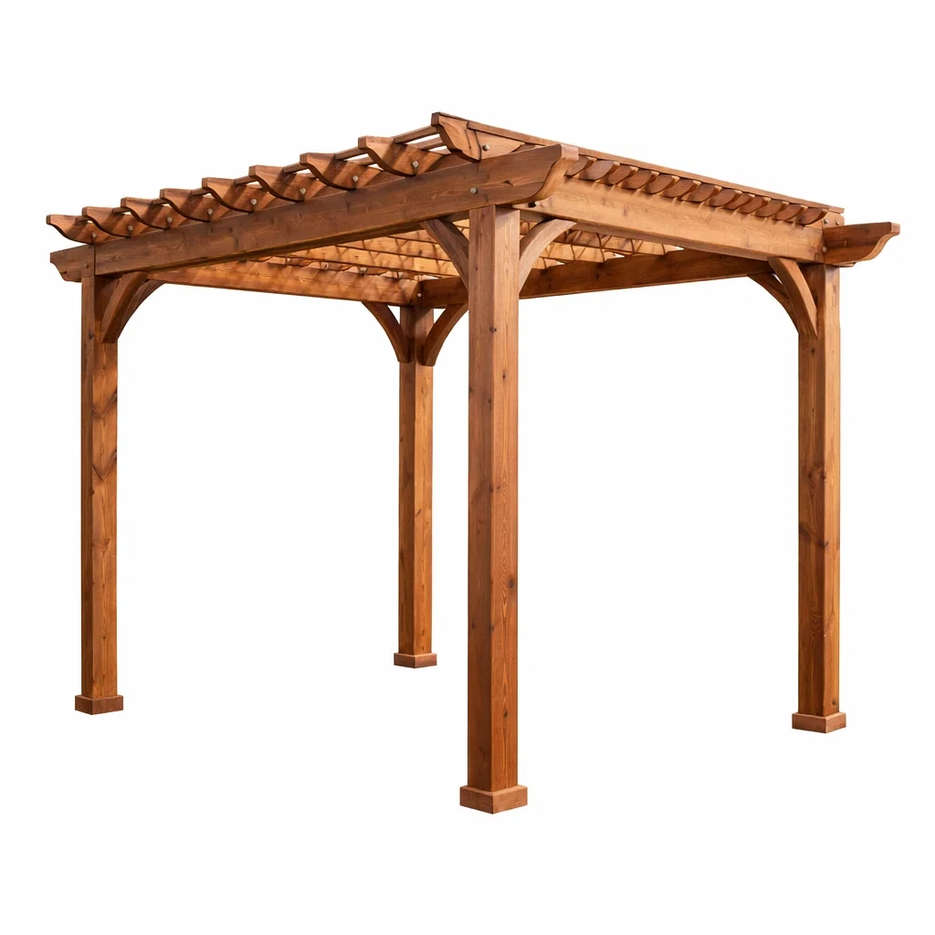 Pergola en bois de cèdre marron 300 x 300 x 250 cm-homestyleo