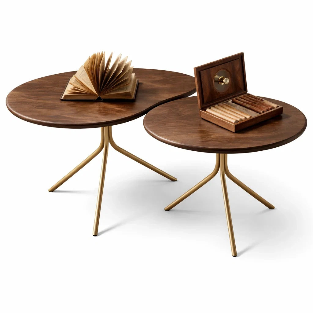 Walnut Wood Modern Nesting Coffee Table-HavenLoria