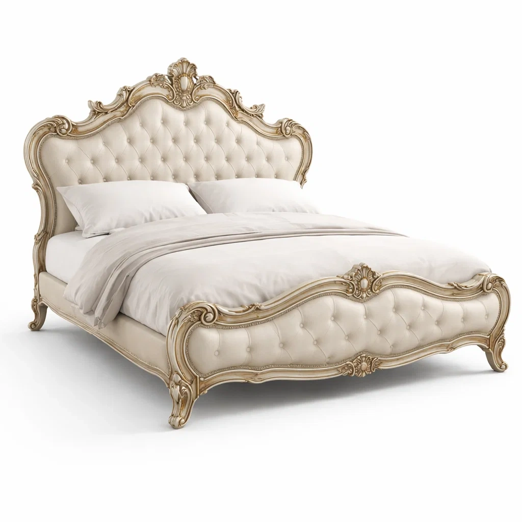 Champagne Gold Luxury Tufted Bed Frame-HavenLoria