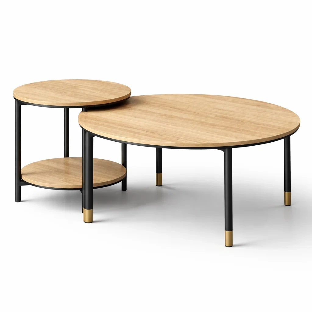 Beige Wood Nesting Coffee Table-CasanovaSpace