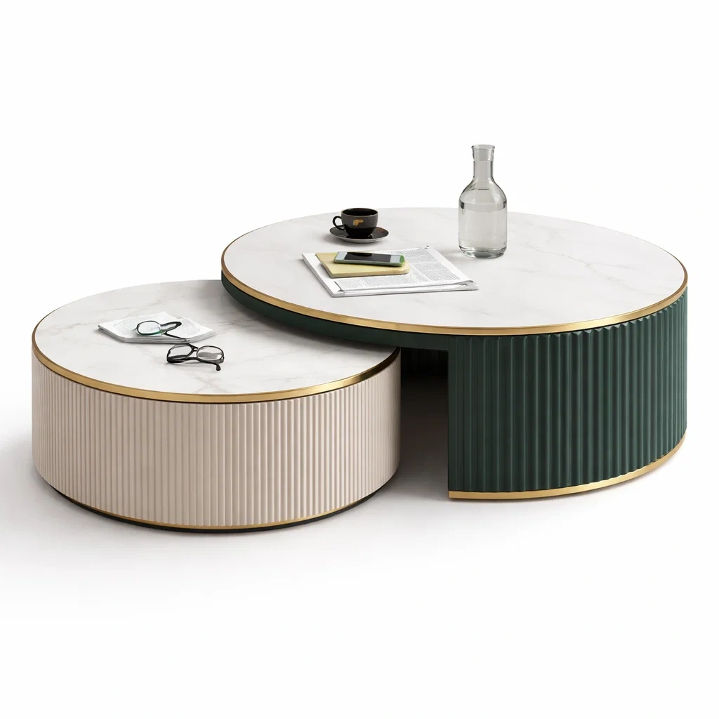 Green Round Marble Coffee Table-CasanovaSpace