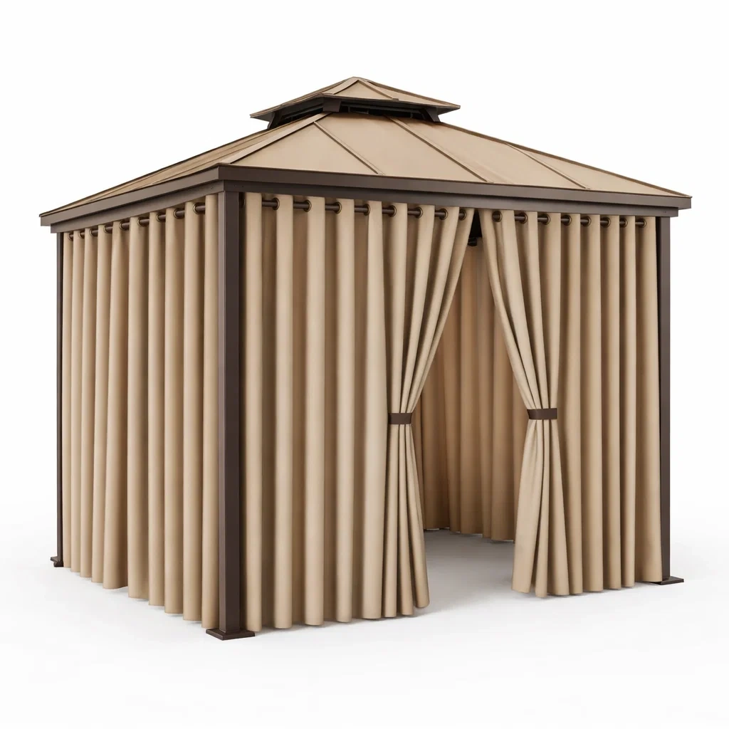 Beige Outdoor Curtain Gazebo-CasanovaSpace