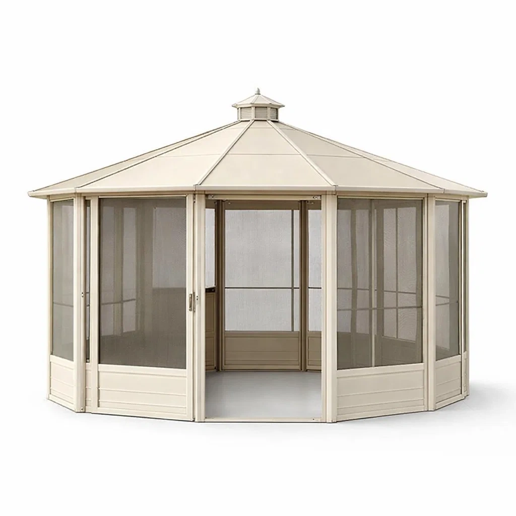 Beige Octagonal Screen Gazebo-CasanovaSpace