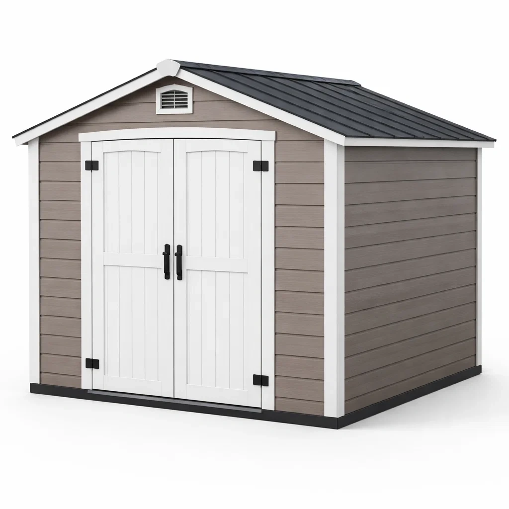 Gray Metal Garden Storage Shed-CasanovaSpace