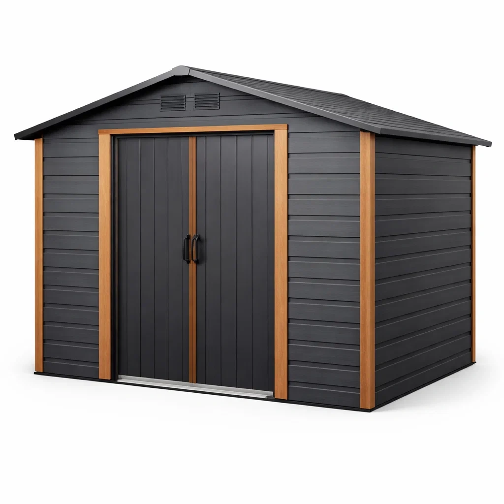 Gray Metal Garden Storage Shed-CasanovaSpace