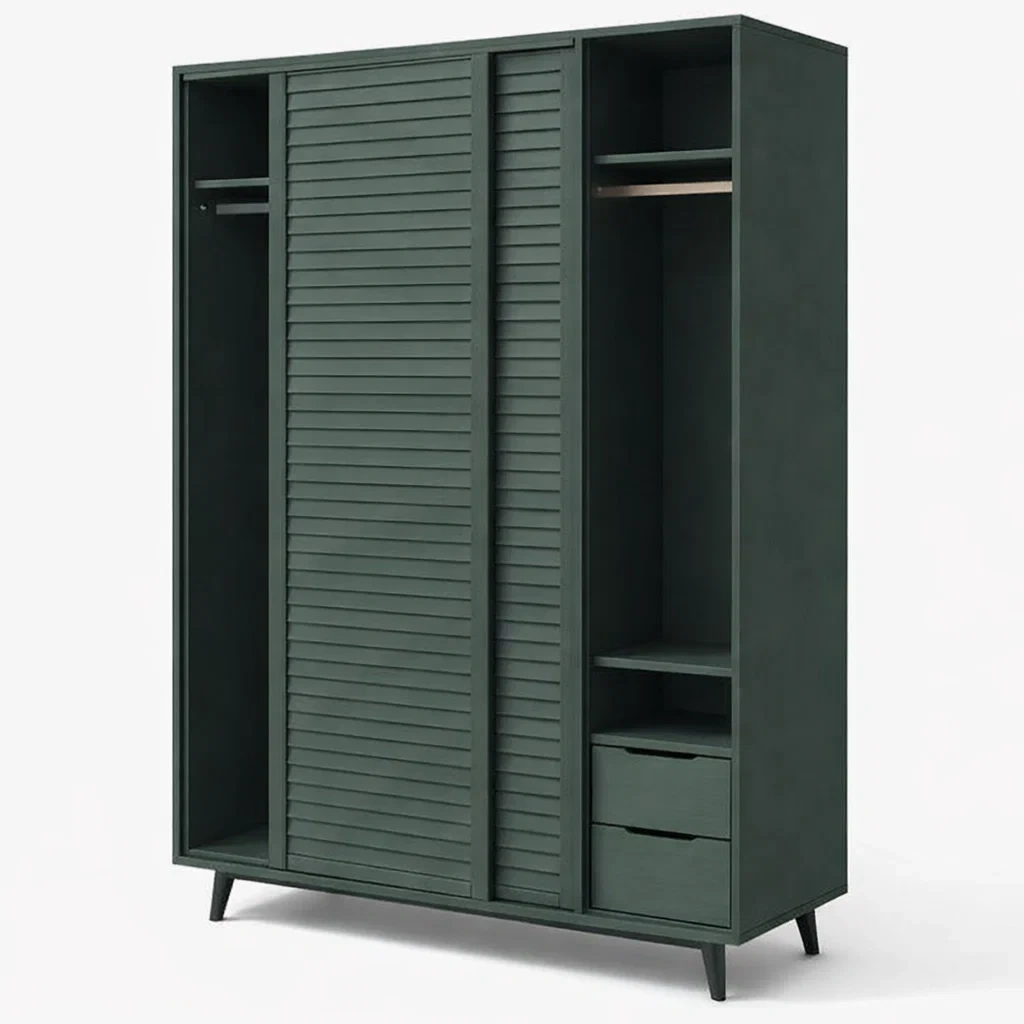 Deep Green Sliding Door Wardrobe Cabinet-CasanovaSpace