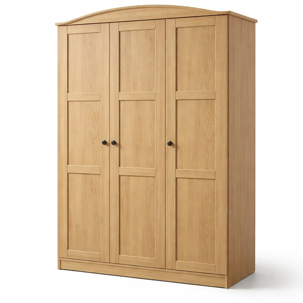 Light Oak Classic Three Door Wardrobe Cabinet-CasanovaSpace