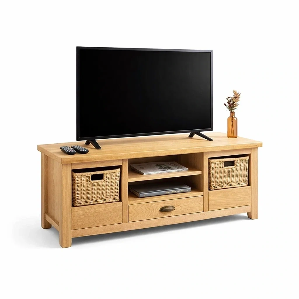 Wood TV Cabinet with Storage Drawers-urbinoo