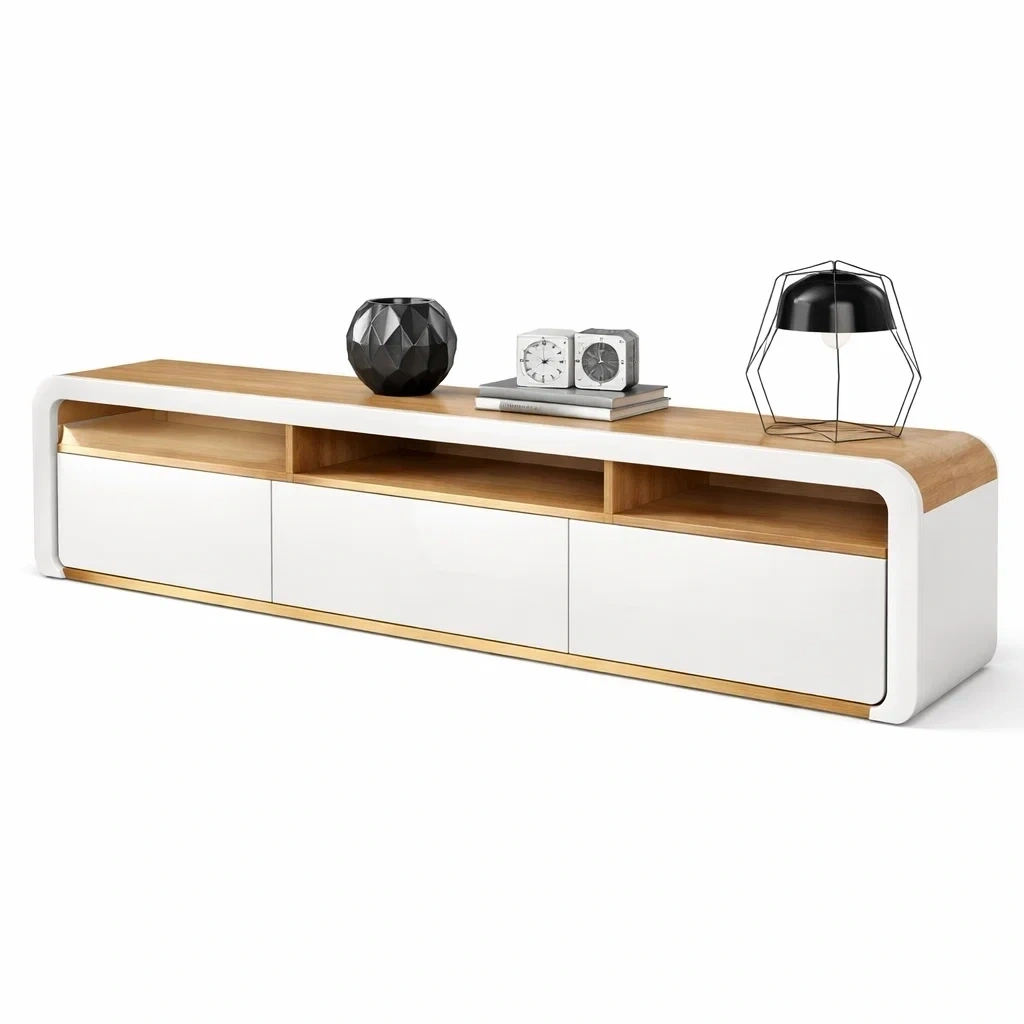 Modern TV Stand with Open Storage Shelves-urbinoo