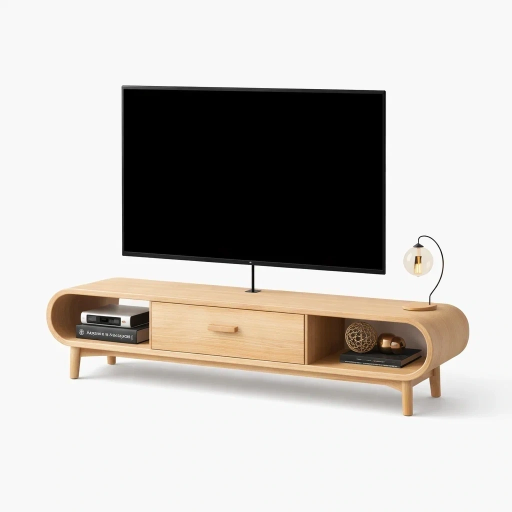 Minimalist Wood TV Stand with Drawer-urbinoo