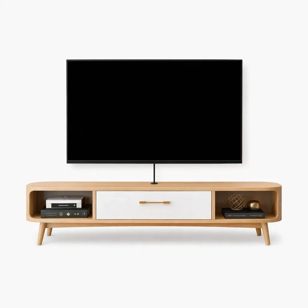 Modern Wood TV Stand with Storage Drawer-urbinoo