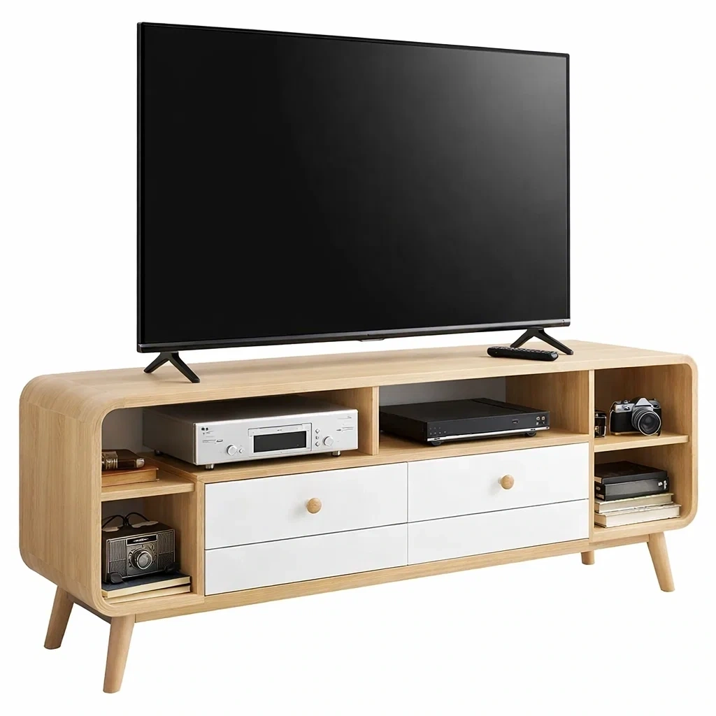 Mid Century TV Stand with Drawers-urbinoo