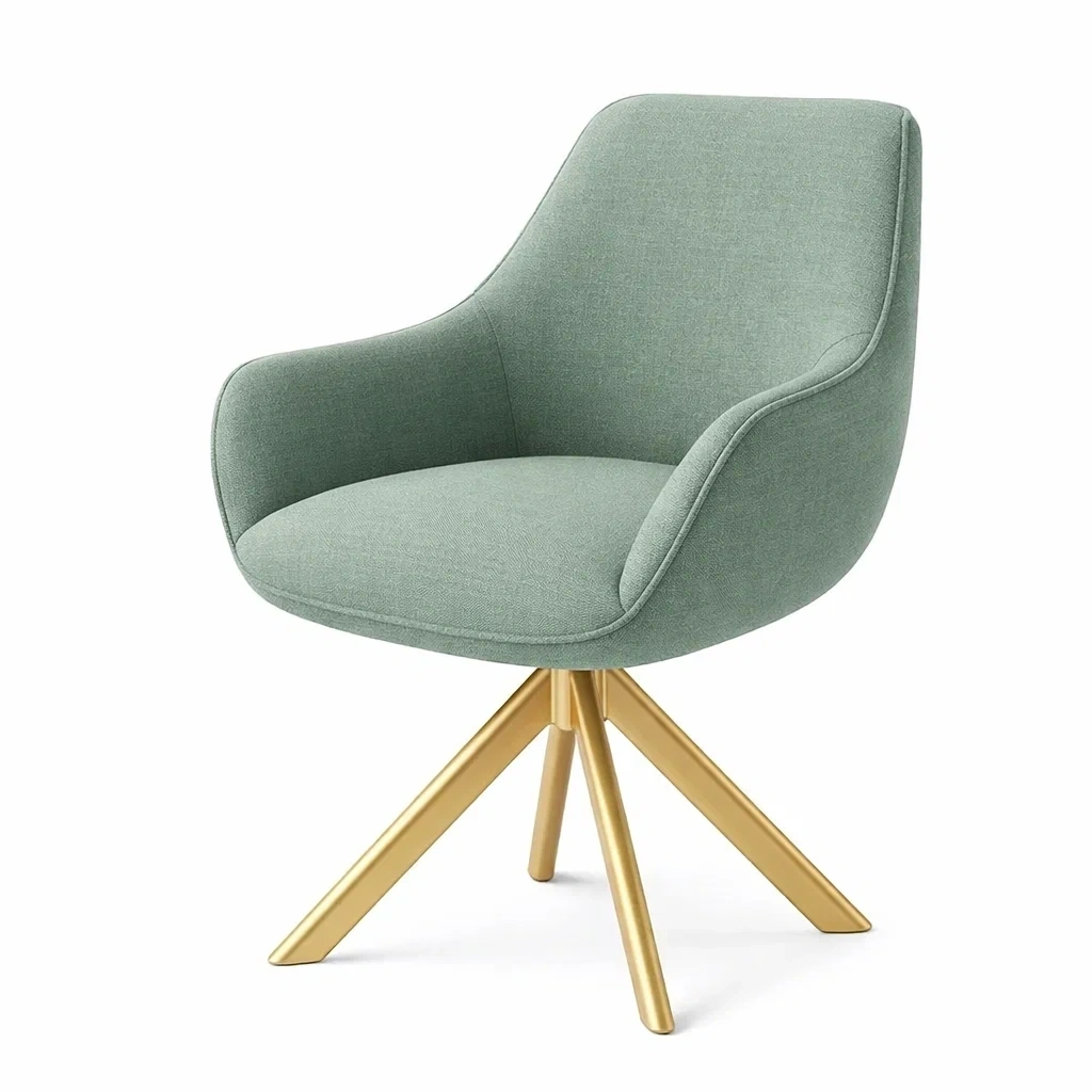 Fabric Dining Chair with Gold Metal Base-urbinoo