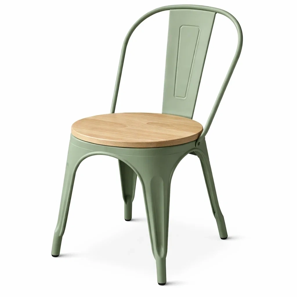 Industrial Metal Dining Chair with Wood Seat-urbinoo