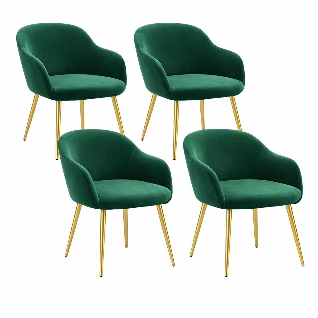 Velvet Dining Chair Set with Gold Legs-urbinoo