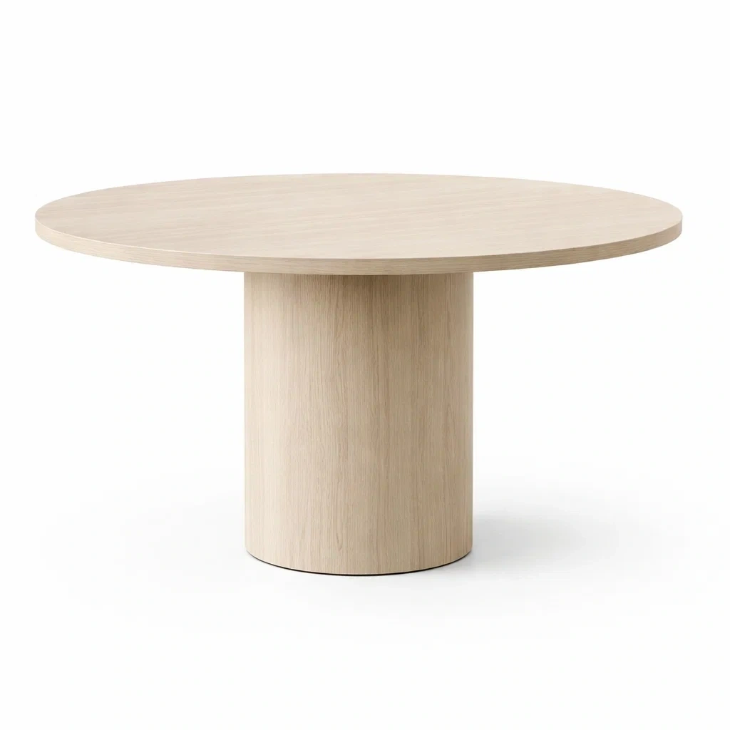 Round Wood Dining Table with Pedestal Base-urbinoo