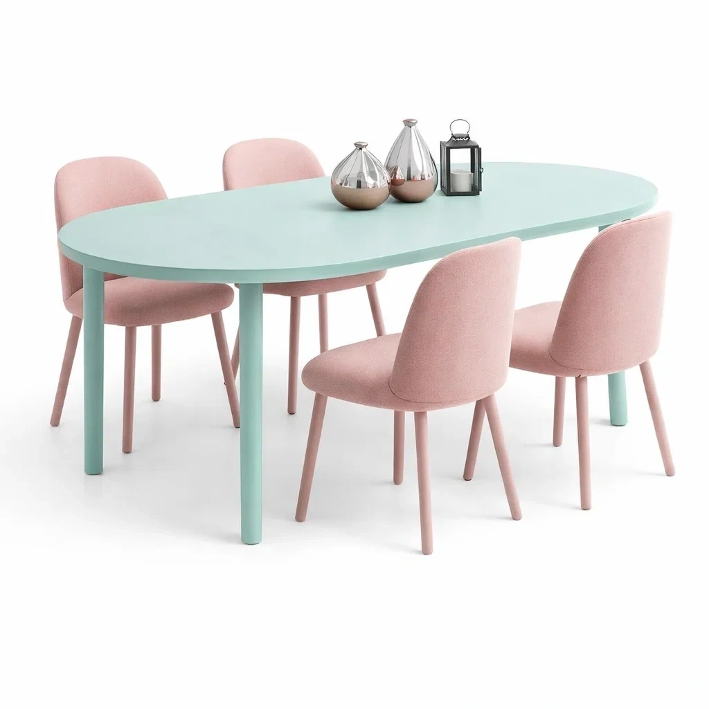 Oval Dining Table with Metal Legs-urbinoo