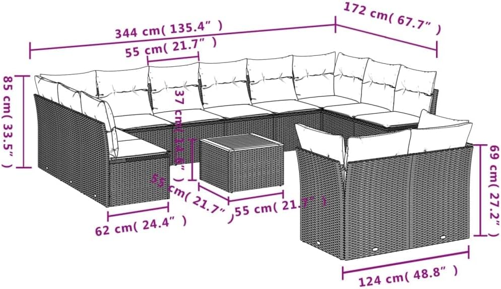 13 Piece Patio Sofa Set 