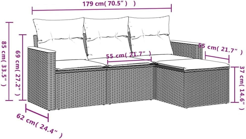 4 Piece Patio Sofa Set 