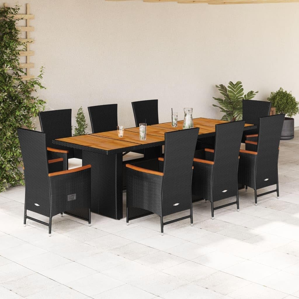 Garden Dining Set Black