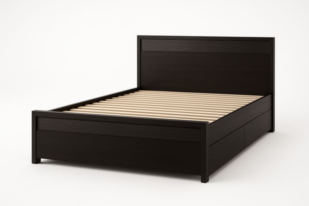 Letto matrimoniale in legno con cassetti Nero