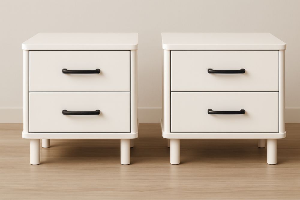 Set di 2 Comodini Bianchi con 2 Cassetti in MDF